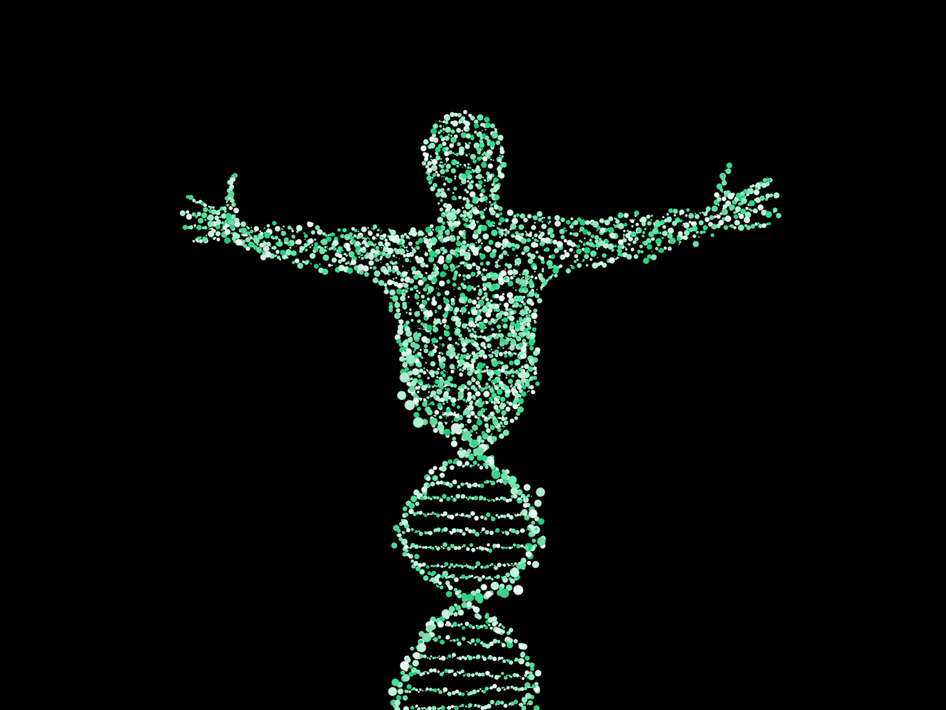 דמות אנושית הנוצרת מסליל DNA